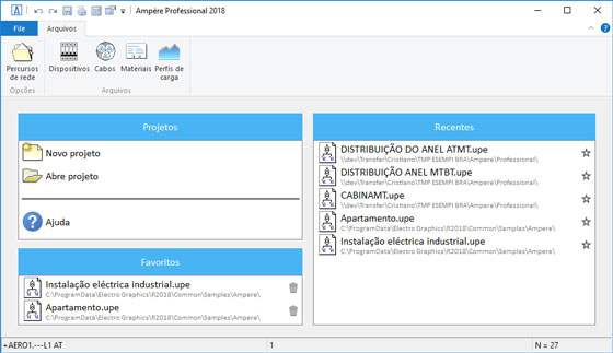 Interface de abertura